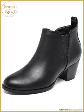Womens Ankle Boots Side Zip Chunky Low Heel Fall Winter Booties